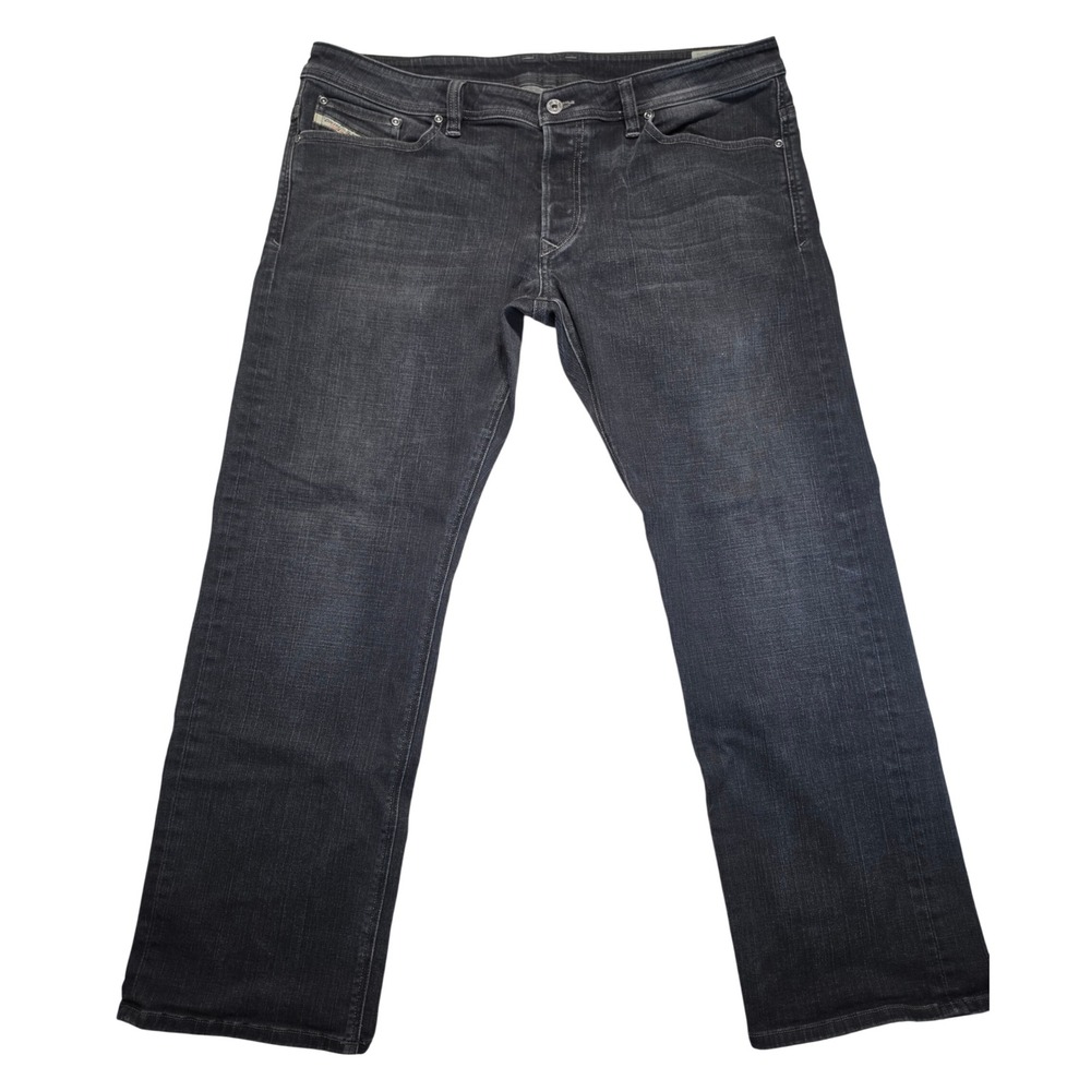Diesel Viker Regular Straight Leg Jeans Dark Grey Wash 0R0S3 Stretch Mens 38x30